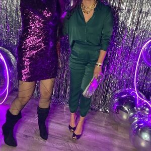 Zara combo set in deep green. Pant size L, blouse XL